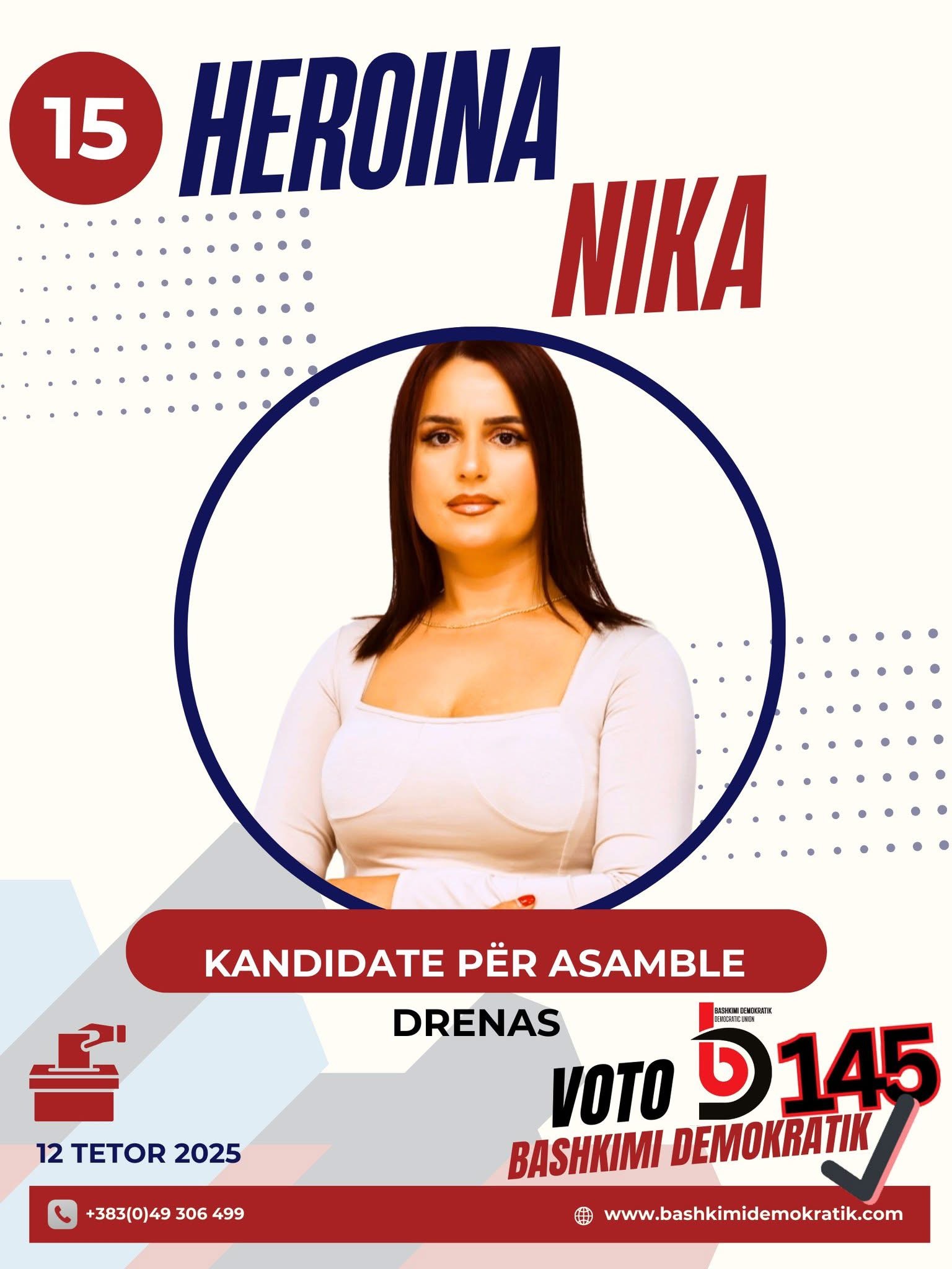 Heroina Nika – Kandidatja e Bashkimit Demokratik për Asamblenë Komunale të Drenasit